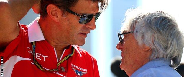 Bernie Ecclestone talks to Graeme Lowdon in Sochi