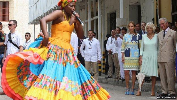 The Prince of Wales and Duchess of Cornwall during their visit to Colombia