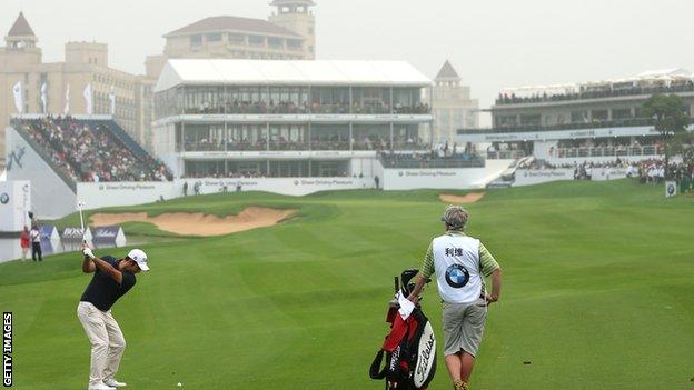 Alexander Levy in third-round action at the BMW Masters in Shanghai