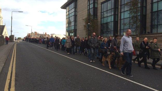 The Ringsend protest is one of almost 100 demonstrations taking place across the Republic of Ireland on Saturday