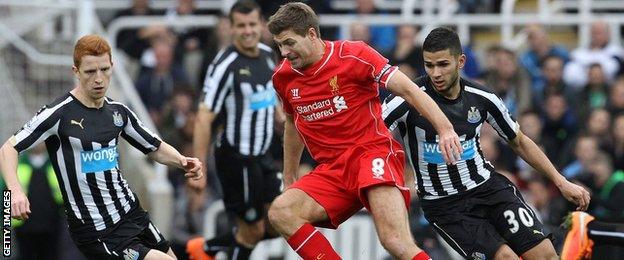 Steven Gerrard in action against Newcastle