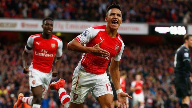 Arsenal's Alexis Sanchez celebrates