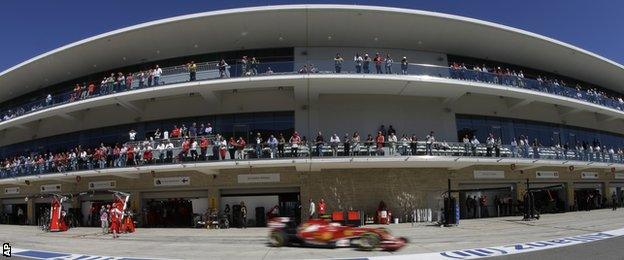 Pit lane at the US Grand Prix