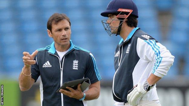 Mark Ramprakash with Alistair Cook