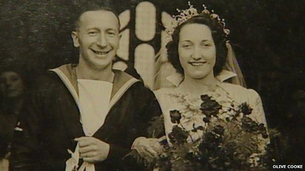 Leslie Hussey-Yeo and Olive Cooke on their wedding day