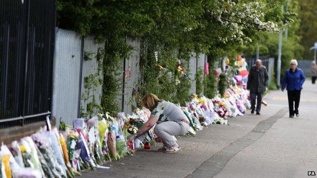 Floral tributes outside Corpus Christi School