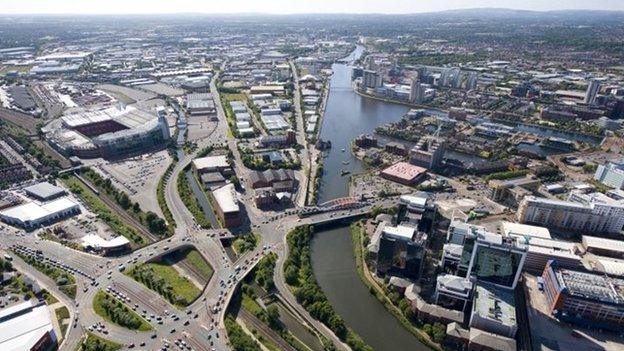 Aerial view of Manchester from 2008