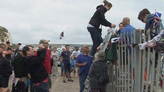 Campaigners climbed over barriers