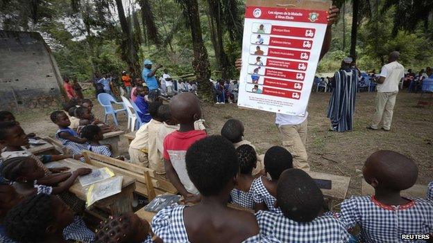 Children learning about Ebola