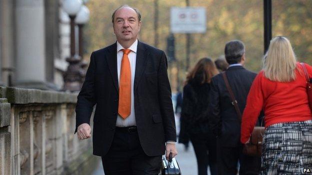 Norman Baker walking to the Lib Dem office in central London adter his resignation