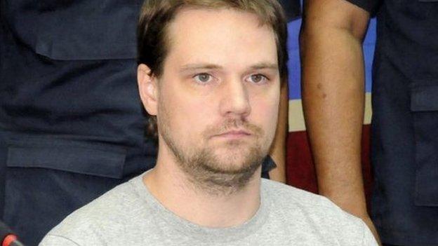 Hans Fredrik Lennart Neij pictured after his arrest in Thailand