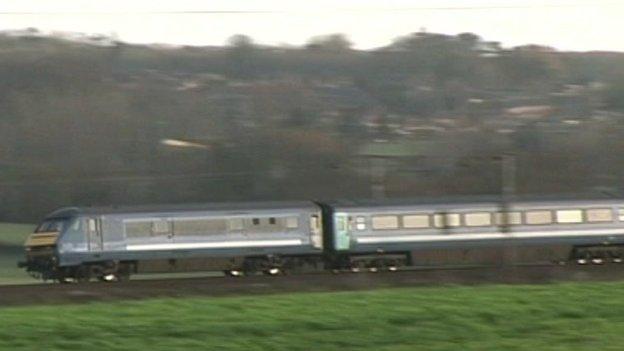 Train through countryside