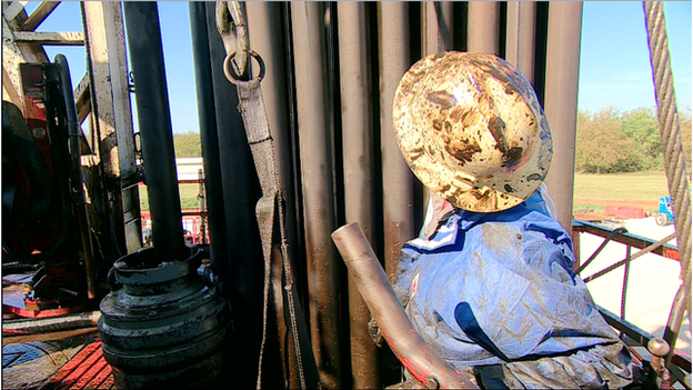 Man on oil rig