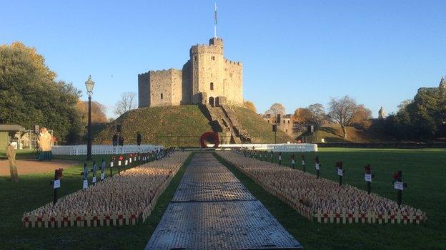 Field of remembrance at Cardiff Castle