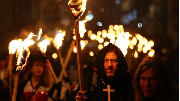 revellers at this year's bonfire celebrations in lewes