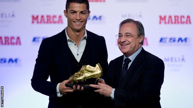 Cristiano Ronaldo and Real Madrid president Florentino Perez