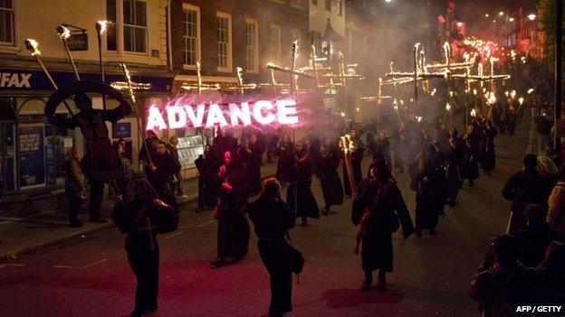 Lewes bonfire parade 2014