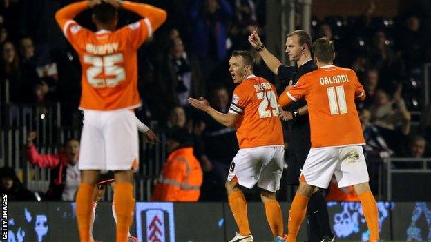 Tony McMahon is sent off for Blackpool