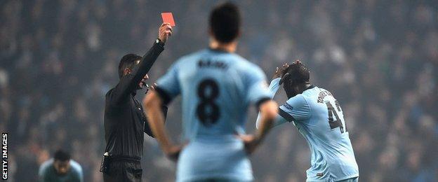 yaya Toure is sent off against CSKA Moscow