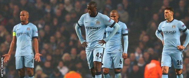 Manchester City players react against CSKA Moscow