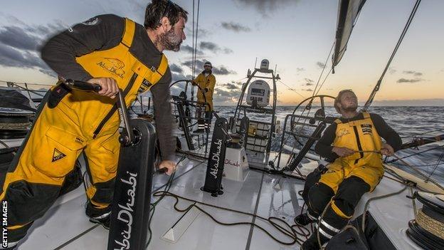 Luke Parkinson, Adil Khalid and Roberto Bermudez of Abu Dhabi Ocean Racing