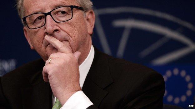 EU Commission President Jean-Claude Juncker at a press conference in Strasbourg on 22 October 2014