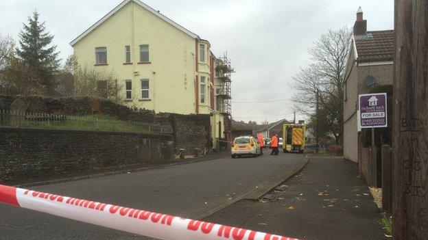 Police tape at the hotel