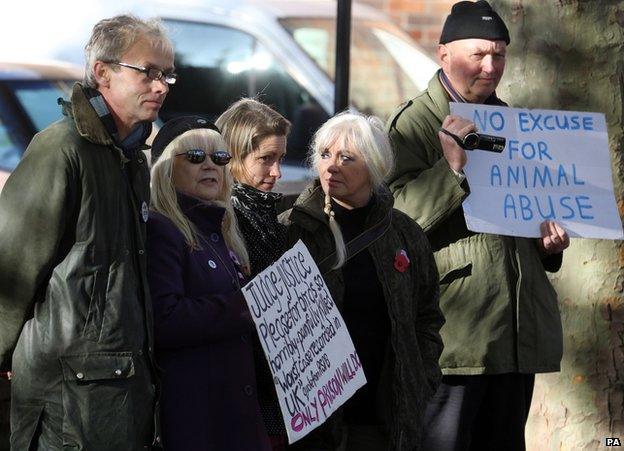 Protestors outside Allen Lambert court case