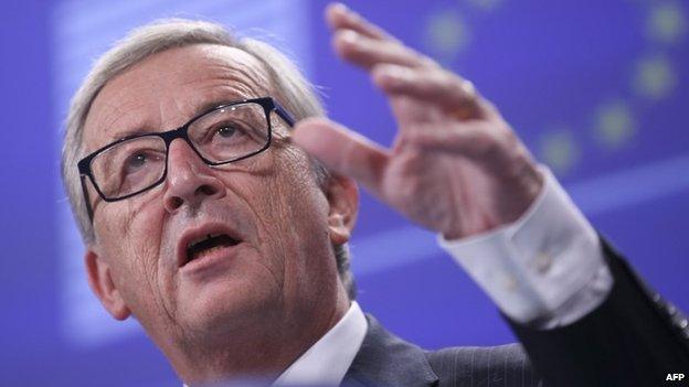 Jean-Claude Juncker speaking at his first press conference as new EU commission president