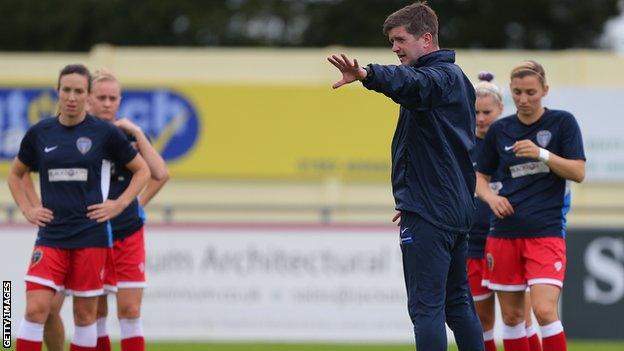 Dave Edmondson trains Bristol Academy players