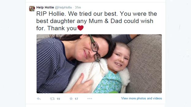 Tweet confirming the death of Hollie Clark