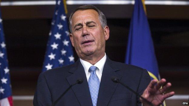 Speaker Boehner speaks to the media about the Republican route in the US midterm elections in the US Capitol in Washington, DC, 6 November 2014