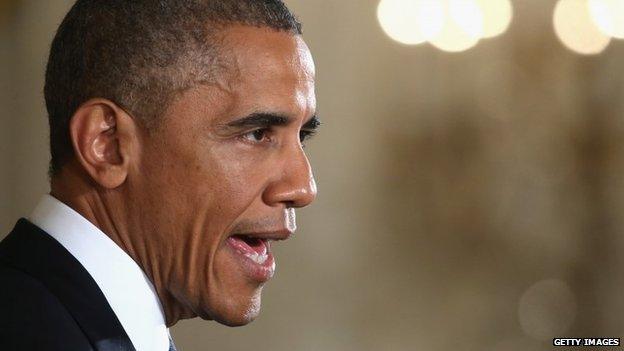 US President Barack Obama speaks to the media during a news conference in the East Room a day after Democrats lost the US Senate Majority, 5 November 2014