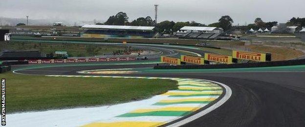 Kevin Magnussen tweets picture of the S bend at Interlagos