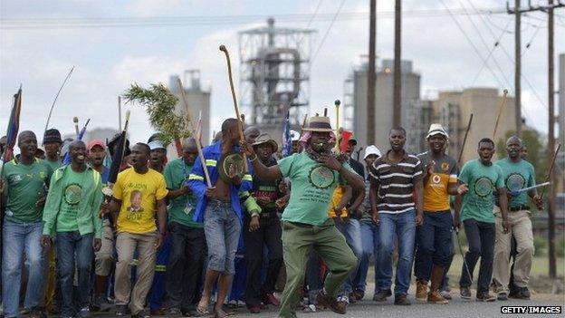 Striking South African miners