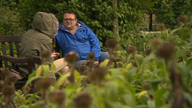 Carol talking to BBC reporter Toby Foster