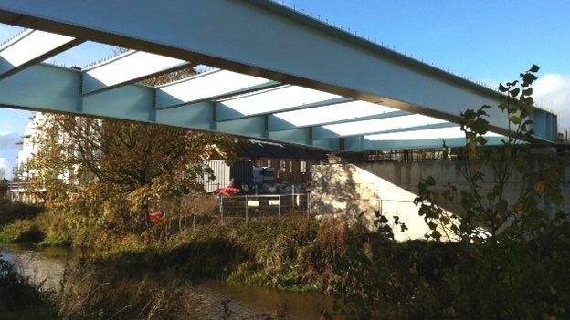 Bridge over the River Tone under construction