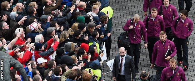 England team arrive at Twickenham