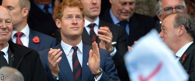 Prince Harry watches on at the England game