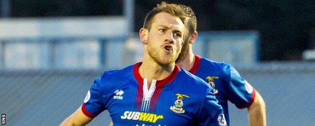 Gary Warren celebrates scoring for Caley Thistle