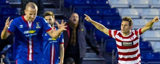 Tony Andreu celebrates his second goal against Inverness