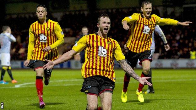 Christie Elliott celebrates his goal against St Mirren