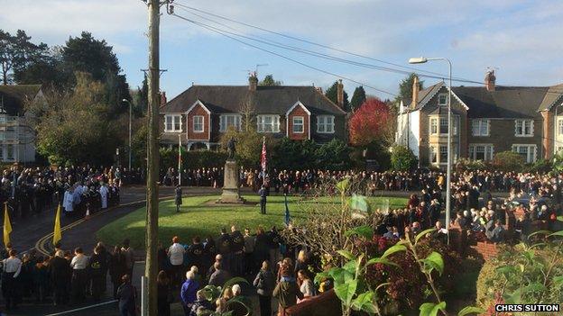 Remembrance Sunday service in Heol Isaf, Radyr, Cardiff