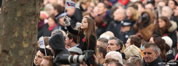 Crowds on Whitehall for Remembrance Sunday