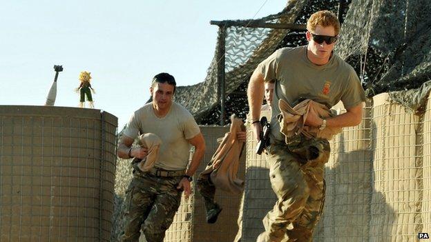 Prince Harry serving as a soldier in Afghanistan