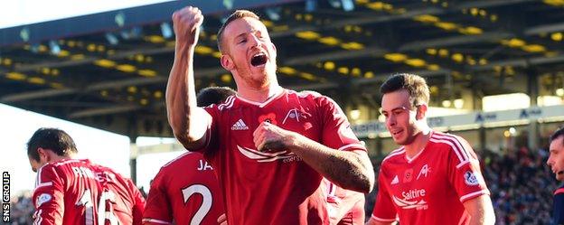 Adam Rooney shot Aberdeen in front after 27 minutes