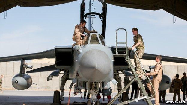 Prince Harry climbed into the cockpit of a Tornado GR4 aircraft