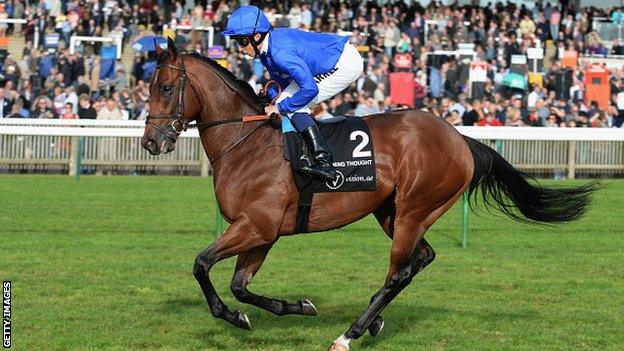 William Buick rides Godolphin's Charming Thought to victory in the Middle Park Stakes