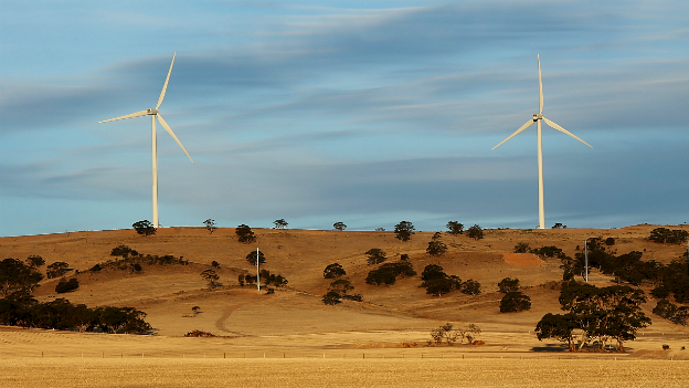 Wind turbines on a hill in Waterloo, Australia - 18 April 2013