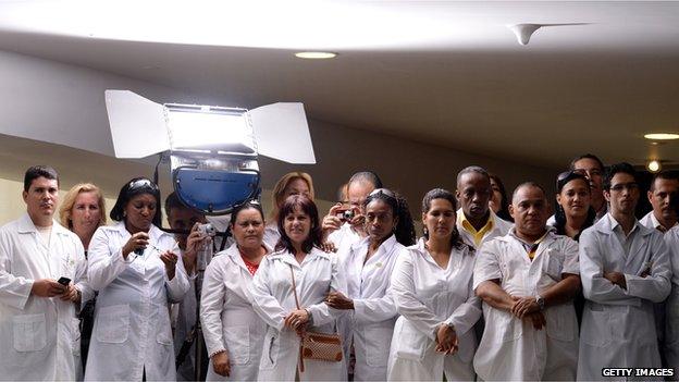 Cuban doctors in Brasilia, Brazil, on 22 October, 2013.